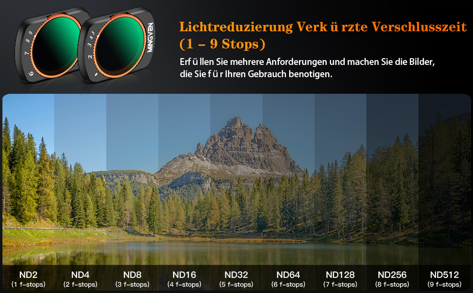 Набір фільтрів ND для DJI Osmo Pocket 3 Creator Combo: ND, CPL, UV, VND (1-5 Stopps, 6-9 Blendenstufen)