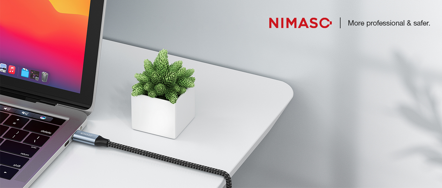 Кабель USB-C Nimaso [2 шт., 2м], 20V/3A/60W, сумісний з Samsung Galaxy, Google Pixel, MacBook, iPad, iPhone (сірий)