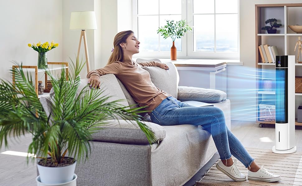 Вентилятор підлоговий HOMCOM 105 см з пультом, зволоженням повітря та таймером 12 год