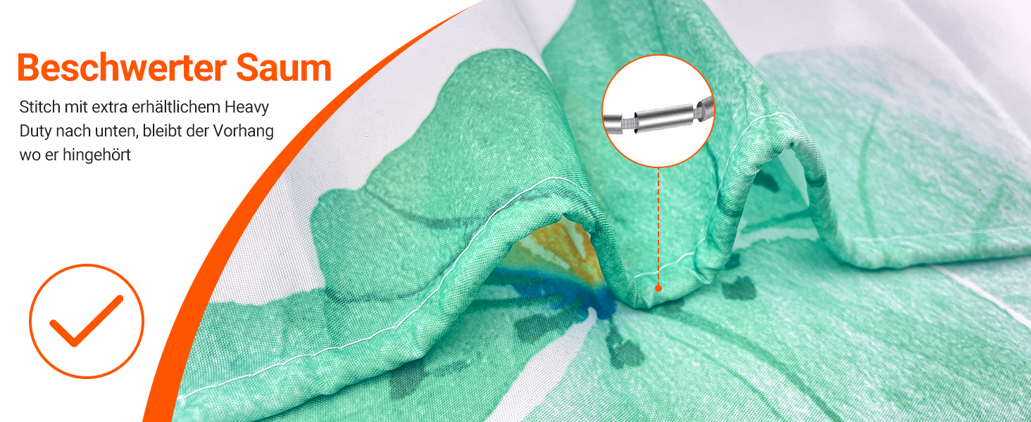 Штора для ванної кімнати 240x200 см, квіти, антигрибкова, водовідштовхувальна, поліестер, з кільцями для душу (М'ятний)