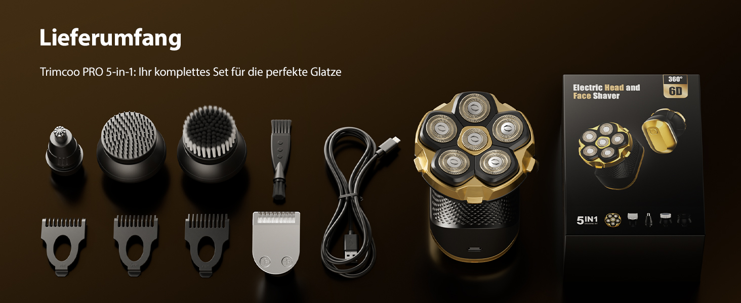 Машинка для стрижки волосся чоловіча електрична 5-в-1 Titan (Gold) IPX7, USB-C, LED-дисплей