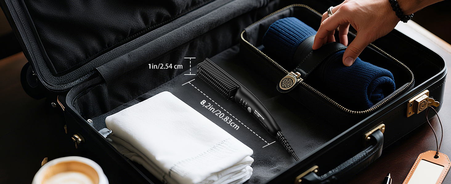 VIKICON Випрямляч для бороди чоловічий, мініатюрний електричний, швидкий нагрів, щітка-гребінець, іонний випрямляч для догляду за коротким та довгим волоссям, чорний