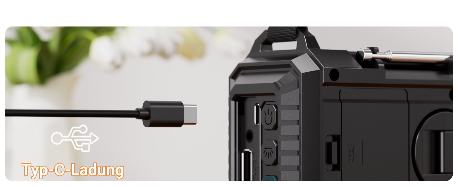 Радіо на ручному привіді AM/FM/SW з акумулятором 12000mAh, ліхтарик та SOS-сигнал, для туризму та кемпінгу, блакитне