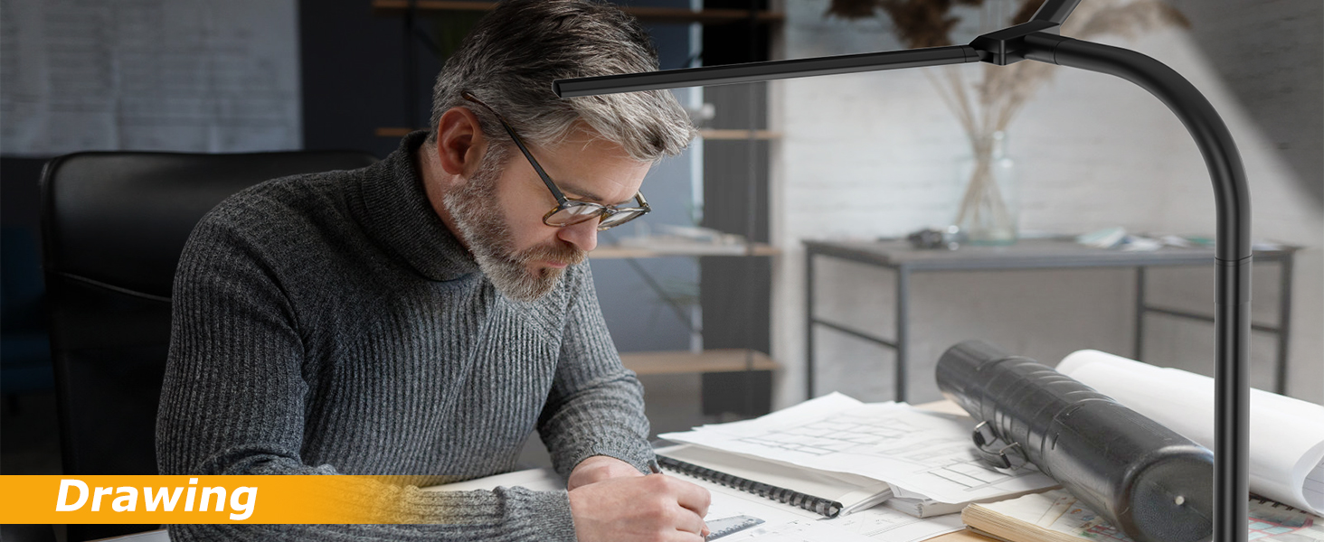 Стійка LED лампа для столу 24W з двома головками, захистом для очей, регулюванням яскравості та 10 кольорами, для дому, офісу, навчання, чорного кольору