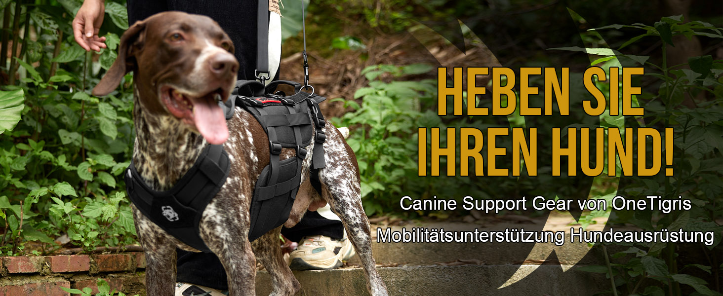 Шлейка для собак OneTigris Invictus, переносна допомога для собак середнього та великого розміру, регульована, 3 ручки, для собак з обмеженими можливостями, травмованих або літніх, чорна, L (27-41 кг, обхват шиї 45-63 см, обхват грудей 68-91 см)