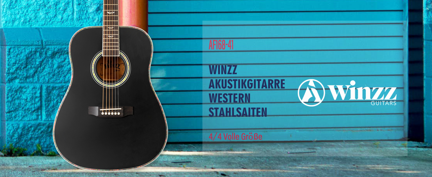 Акустична гітара Winzz 4/4, для початківців, з аксесуарами, 41 дюйм