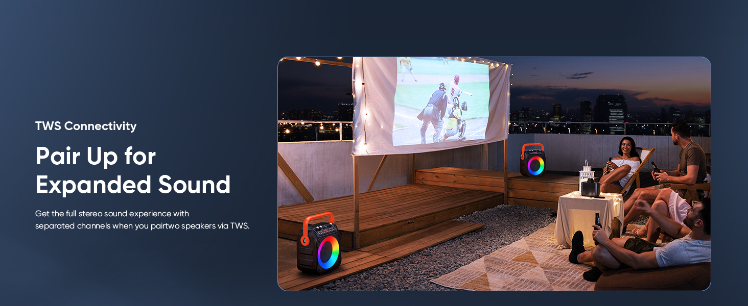 Wowstar Караоке Машина з 2 Мікрофонами, Портативна Bluetooth Колонка з Підсвіткою для Дорослих/Дітей, PA Комплект, Підтримка TF/USB, FM, Rec, AUX, TWS, для Вечірок (Помаранчевий)