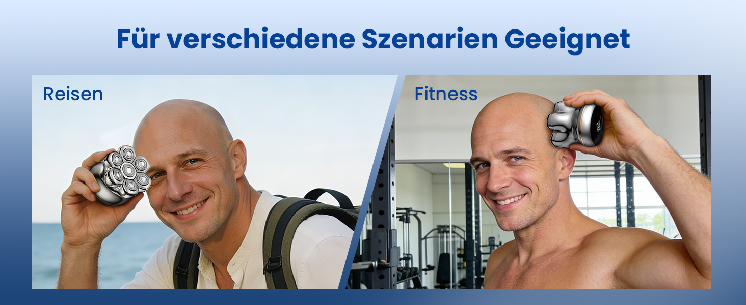 MAXGROOM 7D Glatzen Rasierer Herren - Електрична бритва для гоління голови, срібляста, акумуляторна (1400mAh), водонепроникна IPX6, Type-C