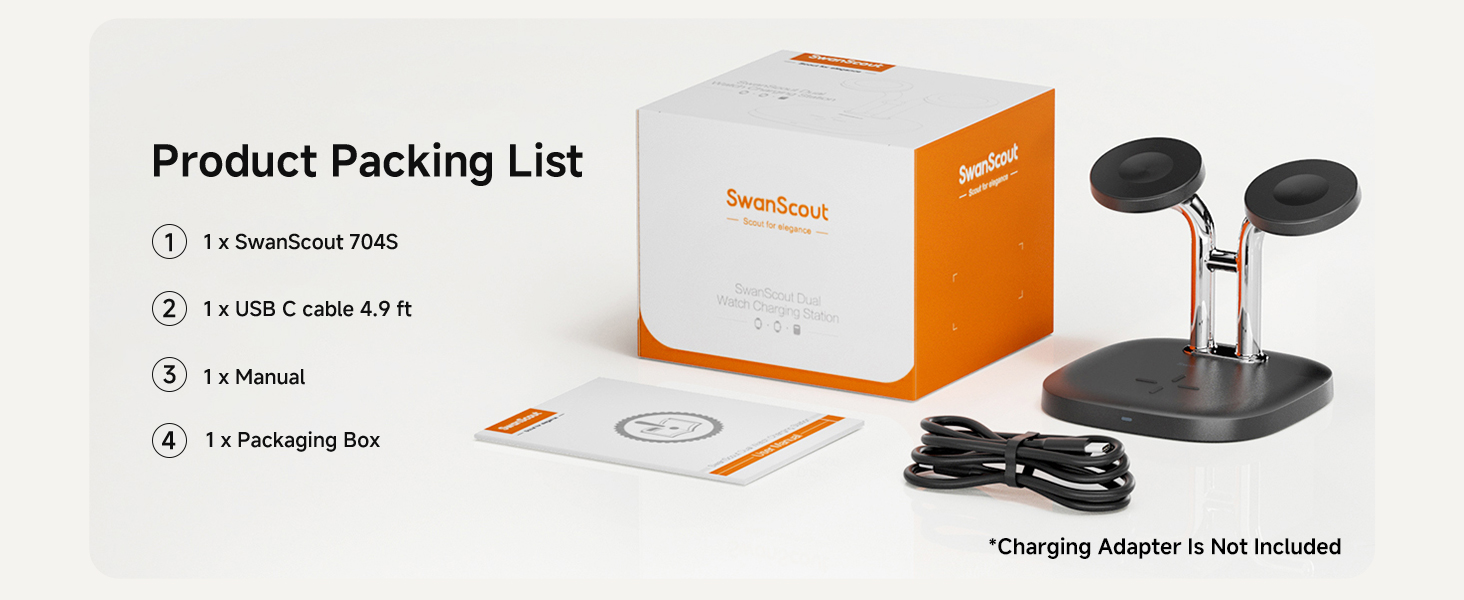 Зарядна станція SwanScout 704S Dual для Samsung Galaxy Watch 8/8 Classic/7/Ultra/6/6 Classic/5/4/3/Active 2 та Galaxy Buds 3/3 Pro/2 Pro/Buds+ (Чорна)