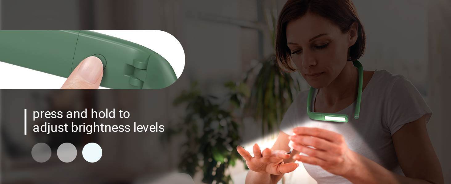 LED лампа на шию для читання Buch: світло для книги, в'язання, рукоділля (зелена). 3 режими освітлення