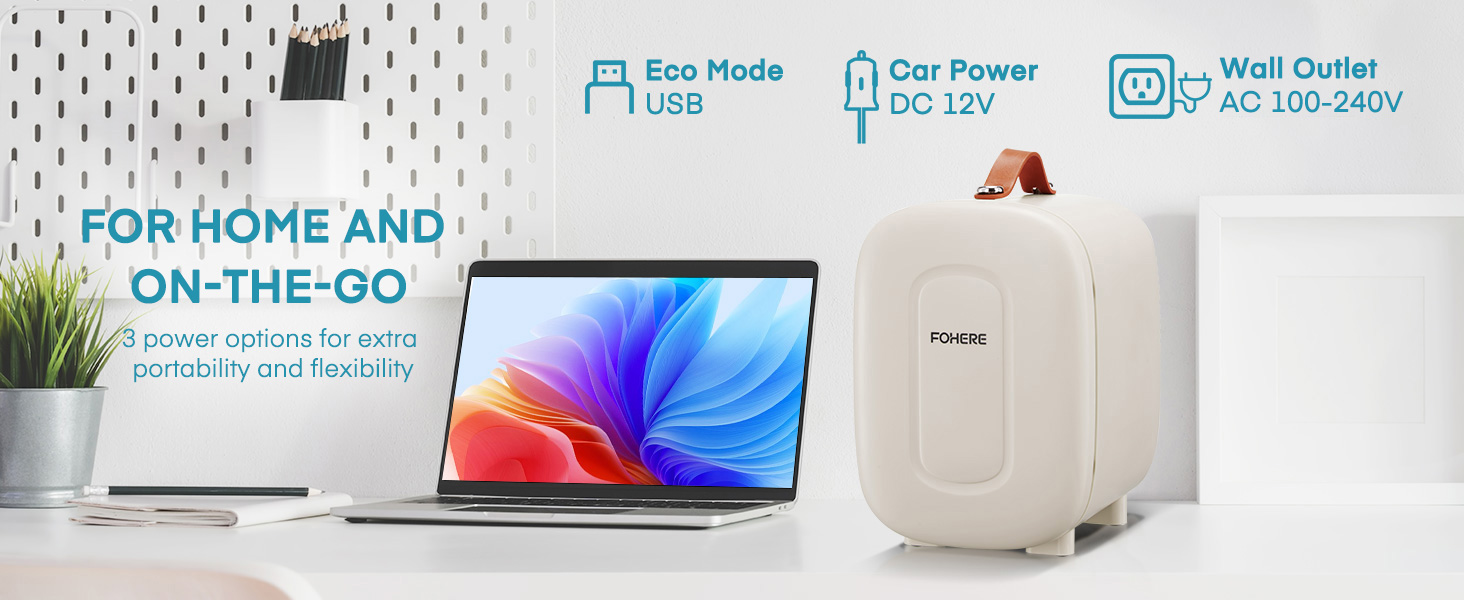 Mini холодильник FOHERE 5 літрів: для напоїв та догляду за шкірою, USB живлення, 220V/12V, білий