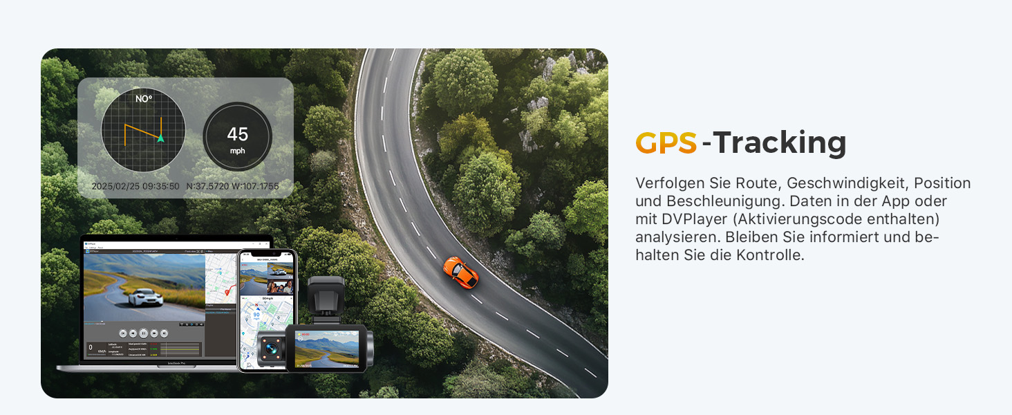 Відеореєстратор GKU 3-камерний, 4K+1080P+1080P, GPS, WiFi, IPS-дисплей 3