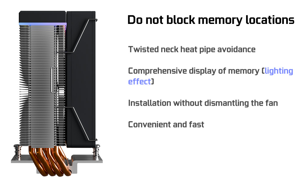 Кулер для CPU Jungle Leopard KF420E з дисплеєм температури, 4 heat pipes, 1800RPM ARGB PWM вентилятор, для LGA 115X/1200/1700/1366/2011/1851, AM4/AM5 (Чорний)