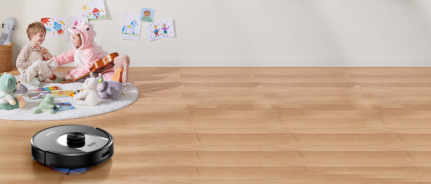 Робот-пилосос з функцією миття підлоги Tikom L8000 Pro, 6000Pa, LiDAR, 150 хв, APP, 14 зон, для шерсті тварин, килимів та твердих підлог, чорний