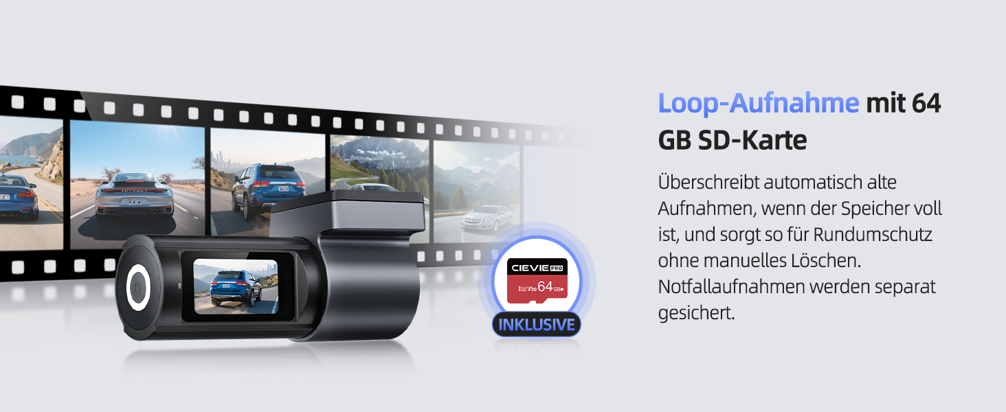 CIEVIE Автомобільна відеореєстратор 4K з GPS, WiFi, Dual, IPS 1.5″, 64GB SD, 170° та G-Sensor, WDR, Нічне бачення, Loop-запис, підтримка до 256GB