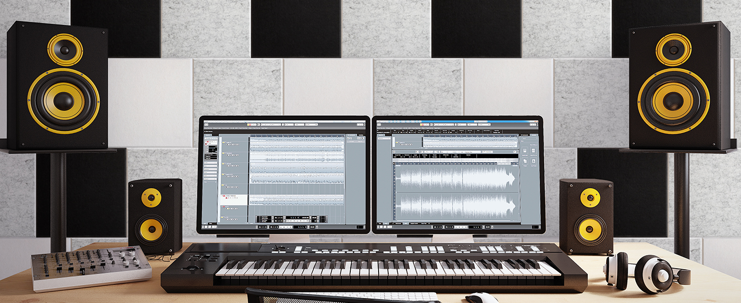 Акустичні панелі TONOR самоклеючі, квадратні 30x30x0,9 см, звукопоглинаючі плити з поліестеру високої щільності для стін, стелі та дверей, білі (48 шт)