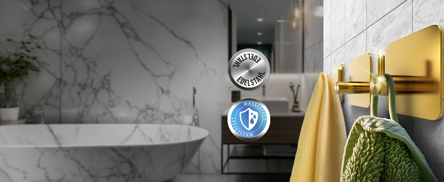 Набір гачків для рушників 4smile (6 шт) - самоклеючі, золоті, для ванної кімнати