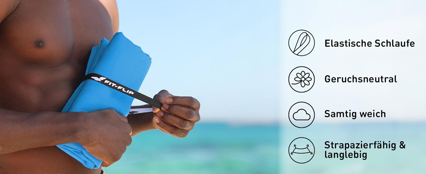 Рушник з мікрофібри Fit-Flip - компактний та легкий, швидковисихаючий - для подорожей, спорту, пляжу - великий, 50x30 см - 1 шт.