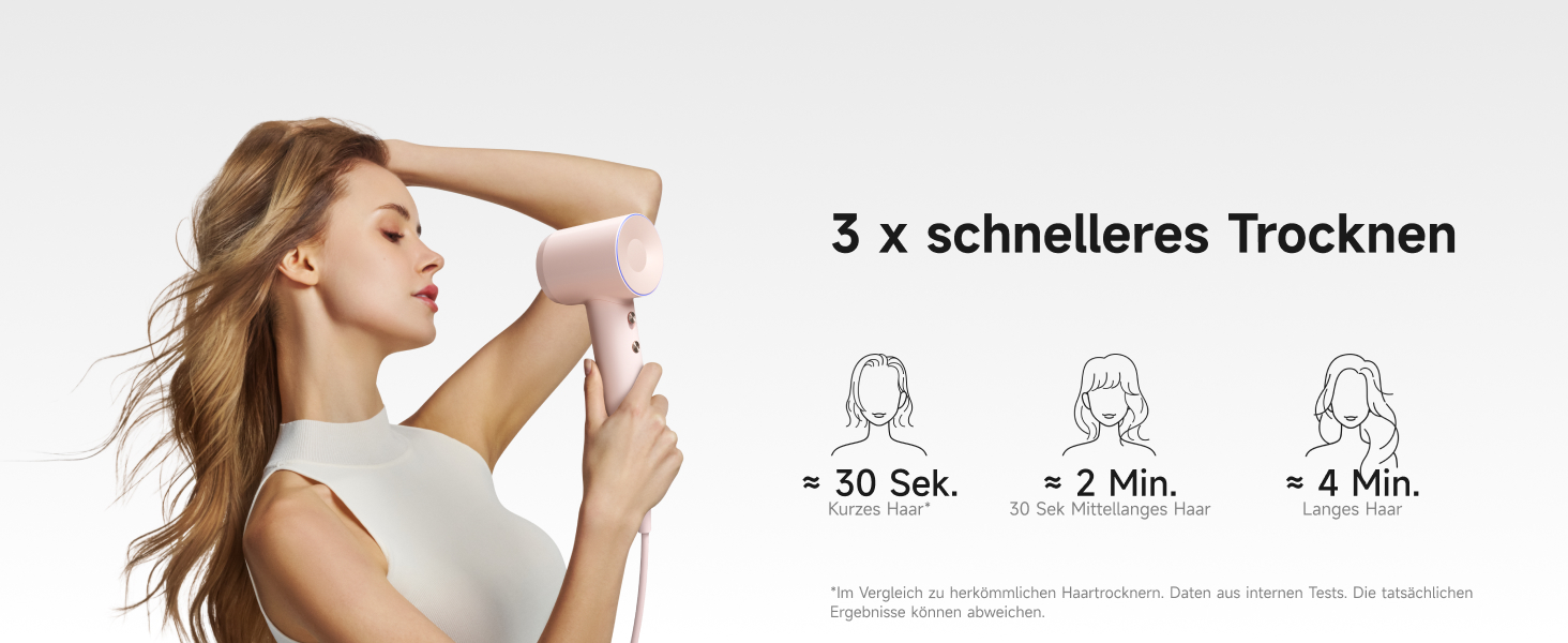 Фен Laifen з магнітною насадкою, 200 млн негативних іонів, 110 000 об/хв, Rosé Gold (Swift Premium)