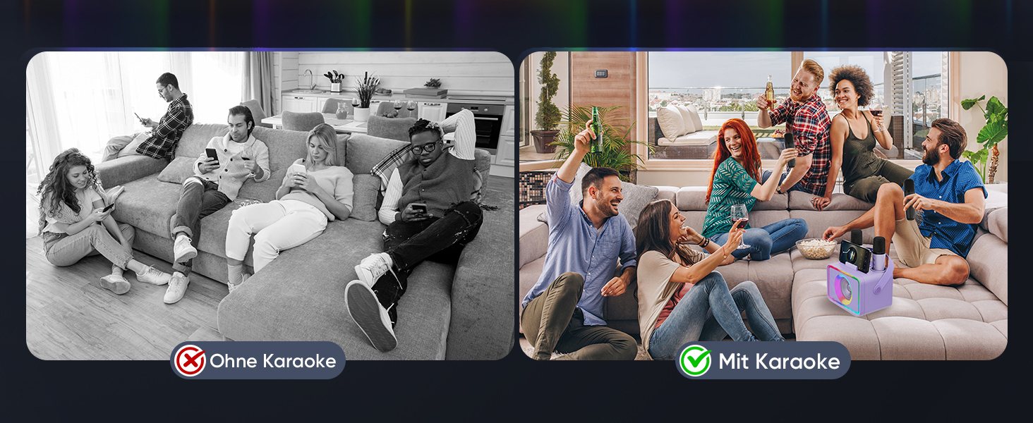 Караоке Машина з 2 Мікрофонами: Портативна Bluetooth Колонка для Караоке з Мікрофонами - Ідеальний Подарунок для Дорослів та Дітей