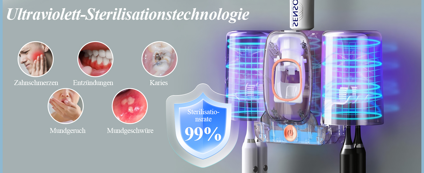 УФ-дезінфектор для зубних щіток з підставкою на стіну, стерилізатор, сушарка, розумний (світло-зелений)