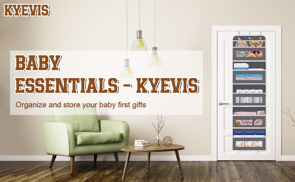 Організатор для дверей з 5 відділеннями, настінна полиця з прозорим вікном для підгузків, іграшок, кемпінгу, ванної кімнати, спальні, 1 шт., темно-сірий