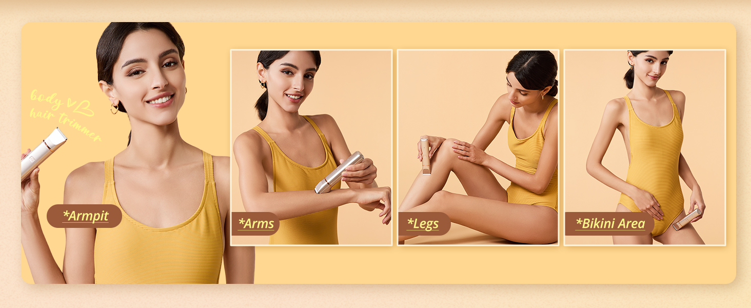 Електричний триммер для бікіні VG VOGCREST: безболісний жіночий депілятор для тіла, для рук, ніг, зони бікіні (рожеве золото)