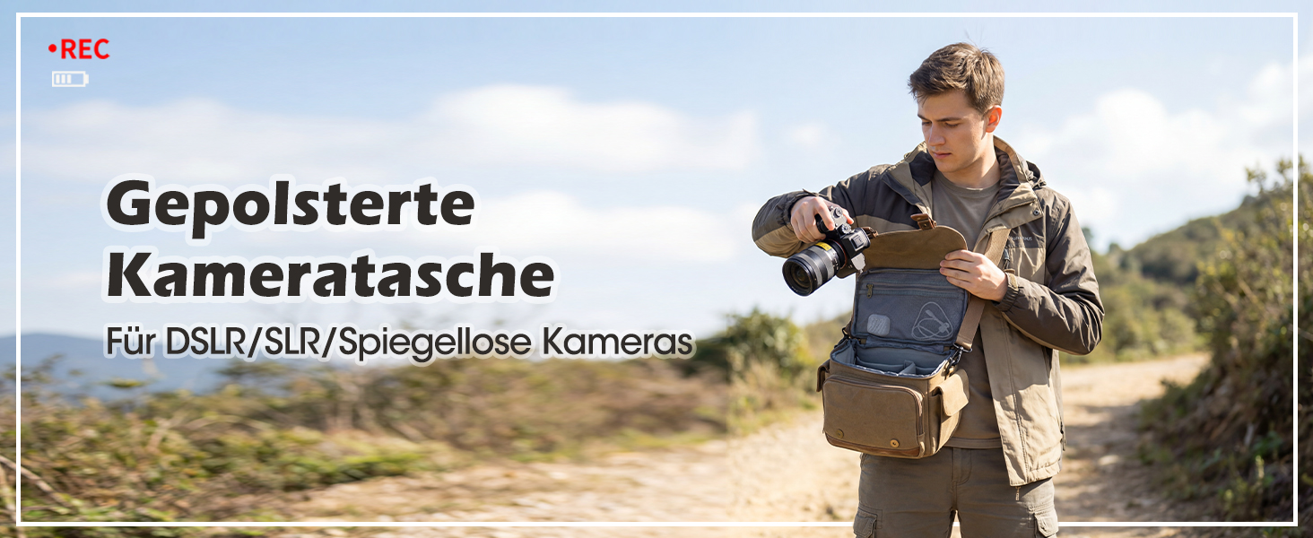 Сумка для фотоапарата RAINSMORE Vintage Canvas (водонепроникна) для DSLR та бездзеркальних камер, чорна