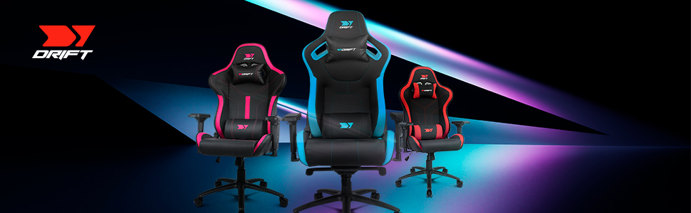 Ігрове крісло DRIFT GAMING DR50 (DR50BL) професійне, регулювання висоти, гойдання, м'які підлокітники, штучна шкіра, чорно-синє, 67x122-131x67 см