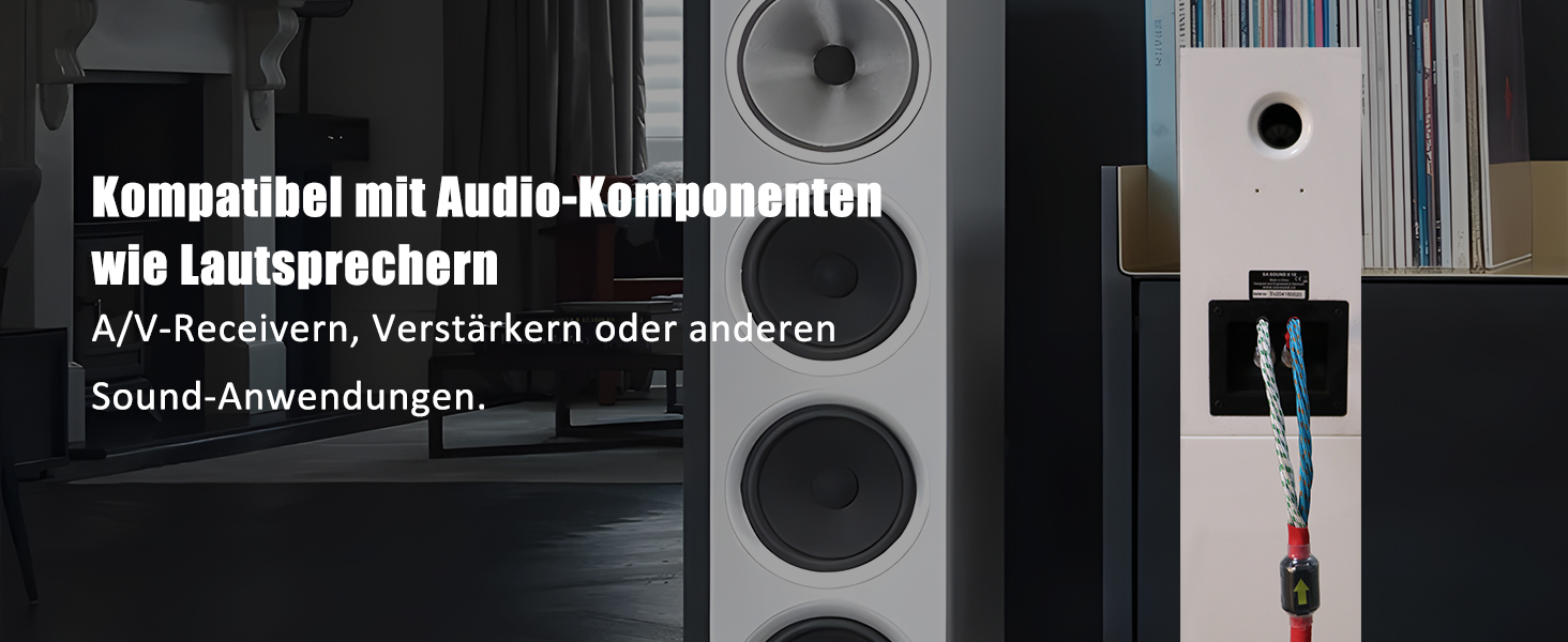 Акустичний кабель High-End з безкисневої міді 2x6.3 мм² (9 AWG) з позолоченими банановими роз'ємами, 1.5м (пара)