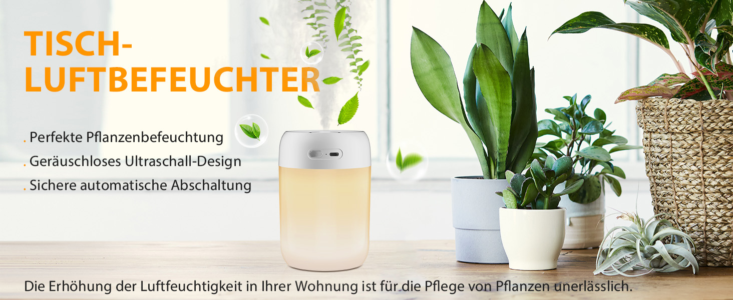 Зволожувач повітря для спальні та кімнати дитини, компактний, тихий, бездротовий, 650 мл, білий