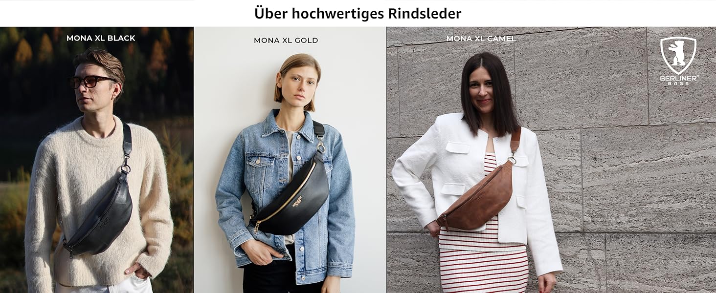 Чоловіча/Жіноча сумка через плече Berliner Bags Preiu Bauchtasche, сумка на пояс, шкіряна, кросбоді, для чоловіків та жінок (Camel, XL)