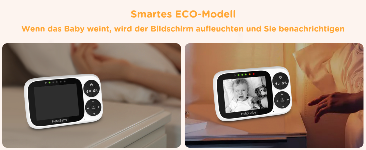 Дитячий відеоняня HelloBaby з камерою, 3.2' LCD, бездротовий монітор з нічним баченням, контролем температури та двостороннім зв'язком (1 камера)