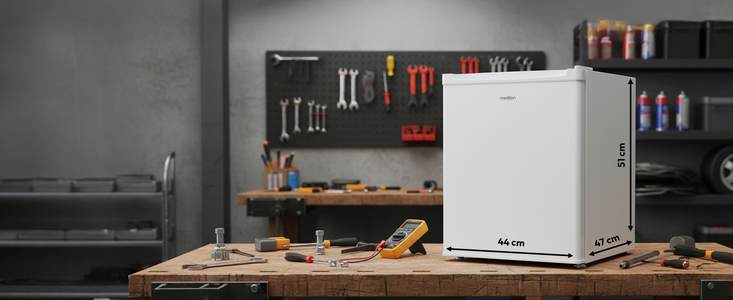 Міні-морозильна камера MEDION MD37675 сірого кольору (33 літри, 51 см, регульовані ніжки, ручка-виїмка, ручне регулювання температури, 4 зірки)