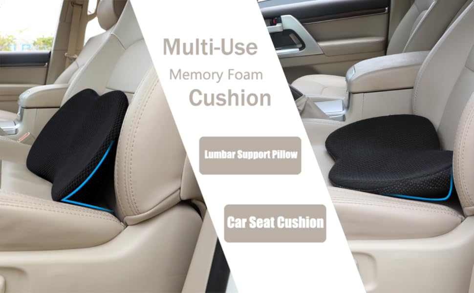 Подушка для автосидіння, ергономічна, з memory foam, клиноподібна, чорна. Зручна для довгих поїздок та водіїв.