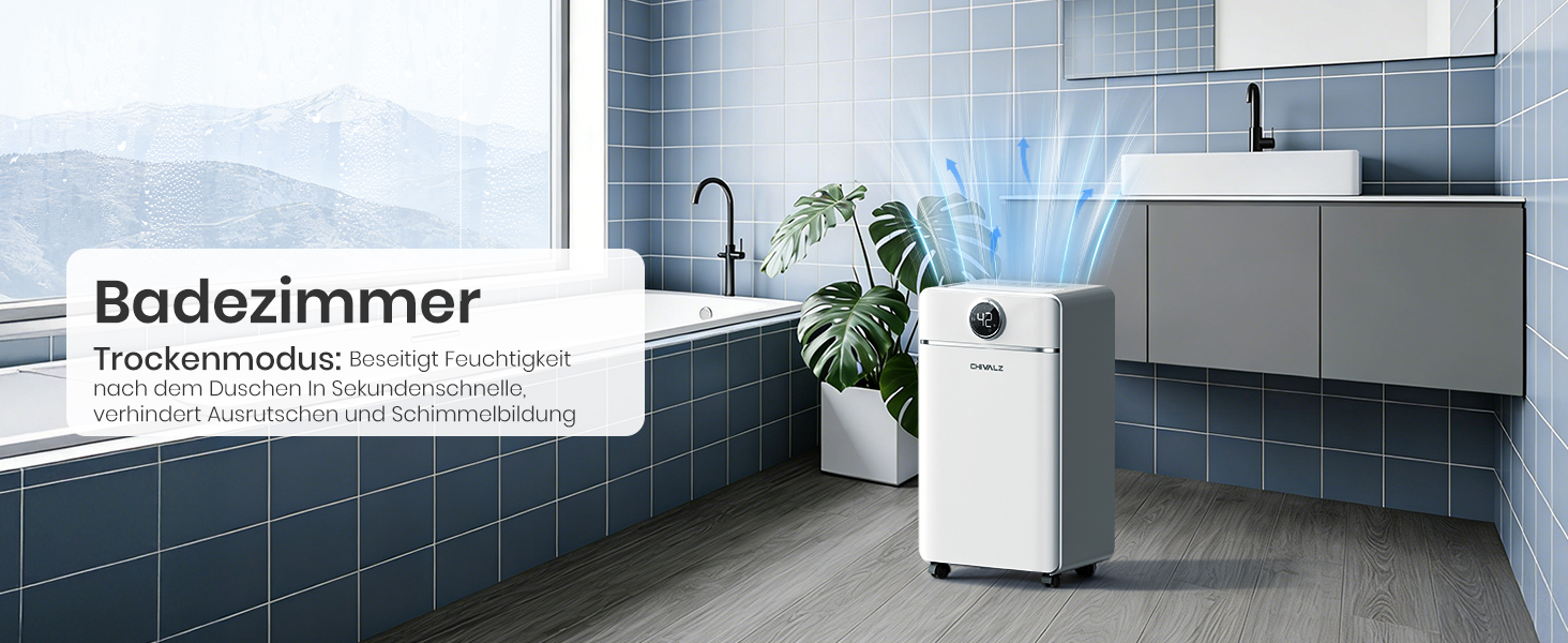 Електричний осушувач повітря CHIVALZ для автомобіля та приміщень до 30 м²/120 м³, 3 режими роботи, таймер 24 год, автоматичне розморожування, енергозбереження, білий