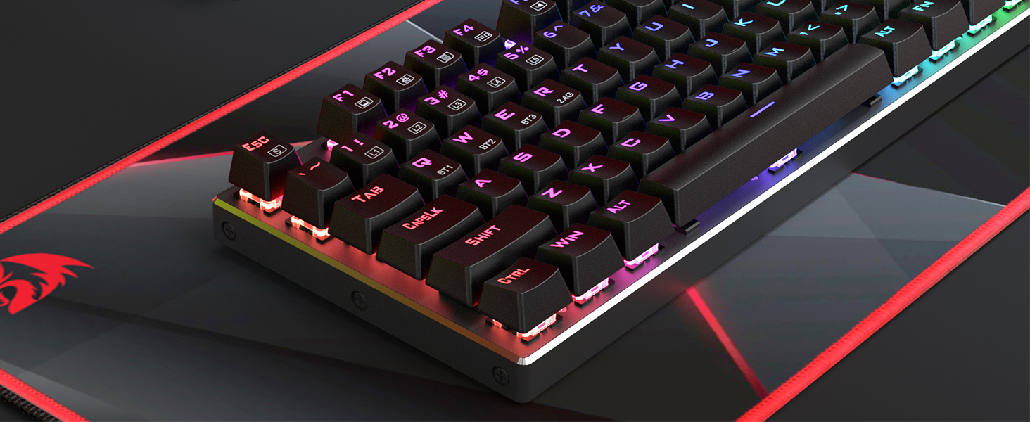 Redragon K660 RGB-ігрова клавіатура: 87 клавіш, TKL, механічна, з провідним підключенням, алюмінієва база, тихі червоні перемикачі