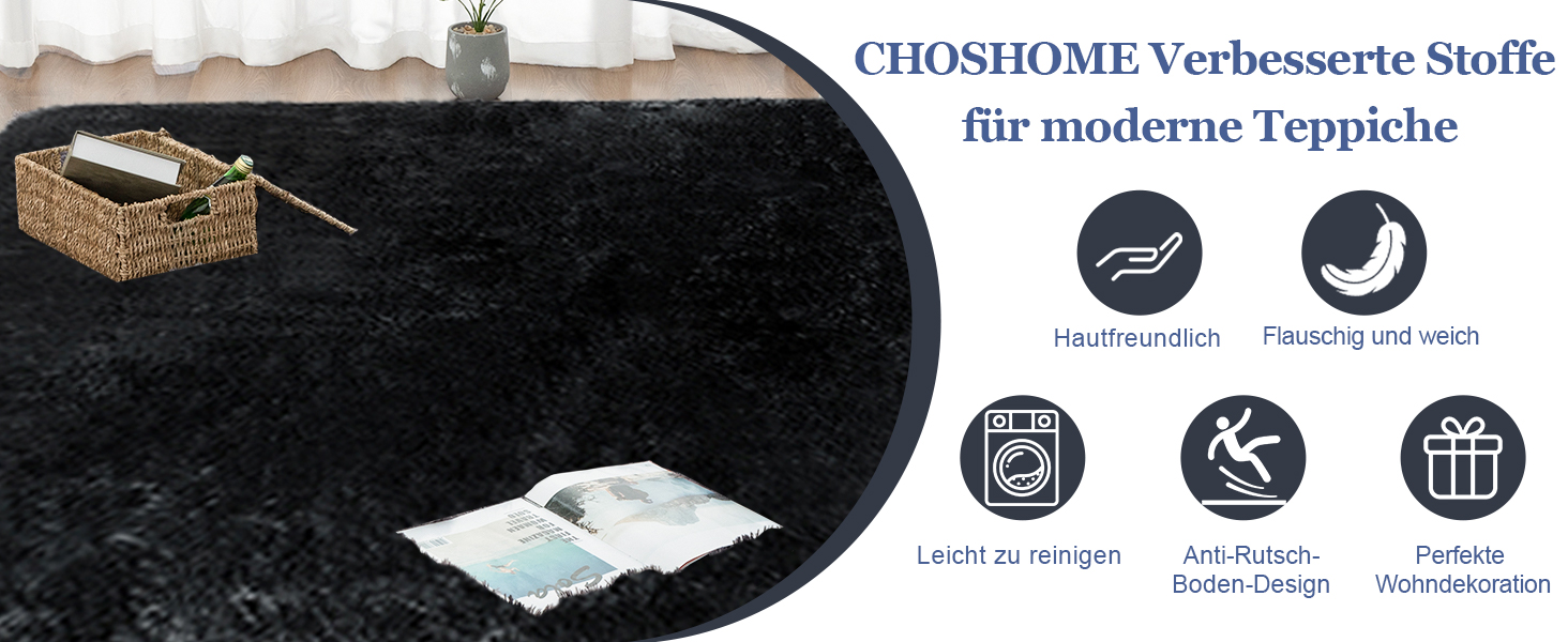 Чохол для ліжка CHOSHOME, м'який килим для спальні, вітальні, дитячої кімнати, штормовий, антиковзаюча підкладка, 90x150 см, 200x290 см (Чорний)