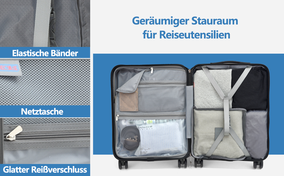 Набір валіз TydeCkare 20/28' (Економ-пакет): 20' ручна валіза з відділенням для ноутбука, 28' велика валіза 101л з ABS+PC корпусом, TSA-замок, Оранжевий (Електро-блакитний, L)