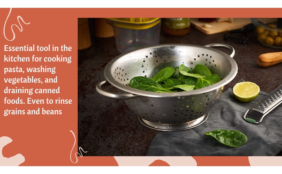 Сито з нержавіючої сталі Abrus® 24 см - міцне, з широкою ручкою, придатне для миття в посудомийній машині