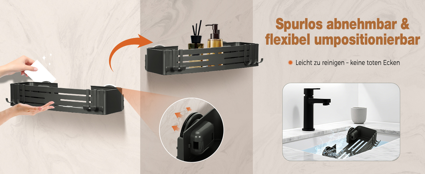 Поличка для душу Lekesky без свердління, кутова, з міцними присосками, алюміній, нержавіюча сталь, знімна, для ванної кімнати, кухні, орендованого житла (2 шт., сірий gunmetal з тримачем для рушників, прямокутна)