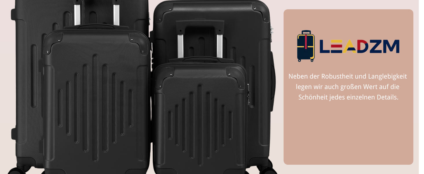 Набір валіз LEADZM 4 шт. з ABS, чорний, для подорожей, з телескопічним ручками, ручна поклажа