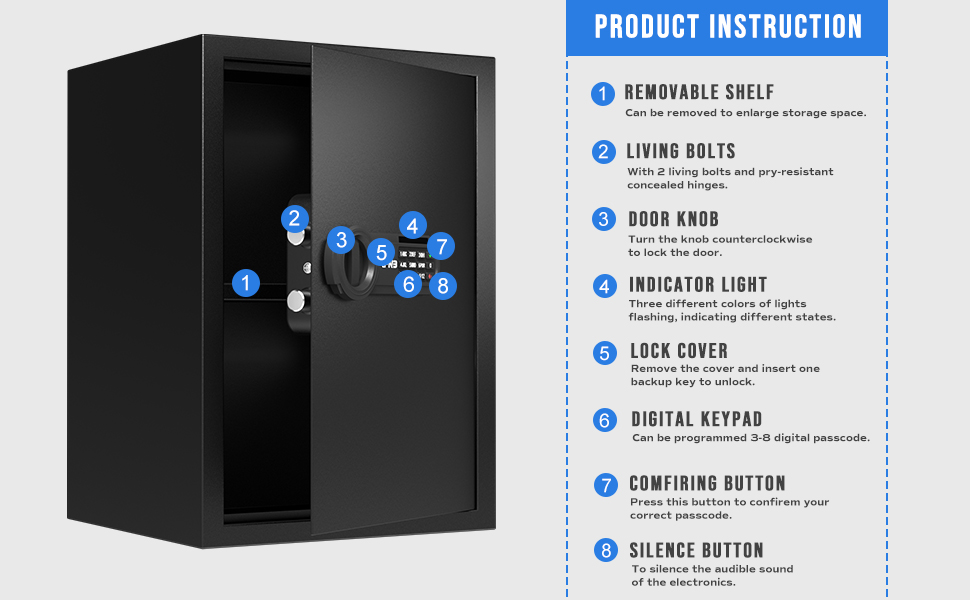 Електронний сейф RPNB Luxus Tresor з кодовим замком, 51 л – для дому, офісу, готелю, зберігання грошей та коштовностей