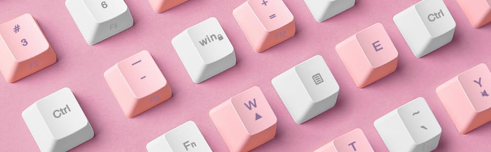 Комплект ігрового аксесуара 4 в 1: Клавіатура, миша, навушники та килимок для миші. Біло-рожевий