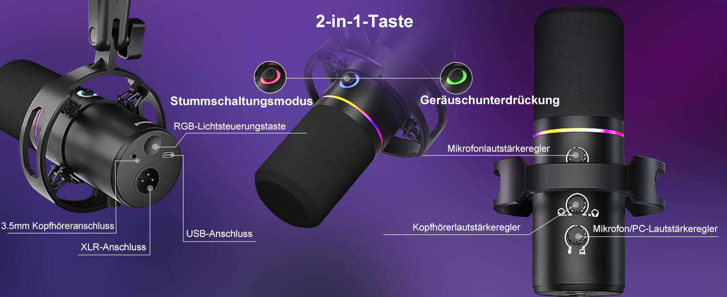 Мікрофон Socodox XLR/USB з кріпленням, для стрімінгу, подкастів, запису, геймінгу. З шумозаглушенням та регулятором гучності