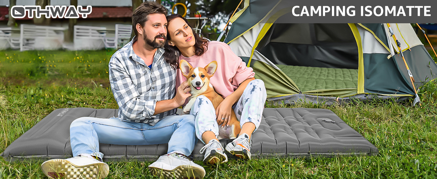 OTHWAY Self-Inflating Camping Mat - 12cm Thick Sleeping Pad with Integrated Pillows - Lightweight Travel Pad with Foot Pump - Ideal for Hiking, Camping, Travel, Beach - Single Size