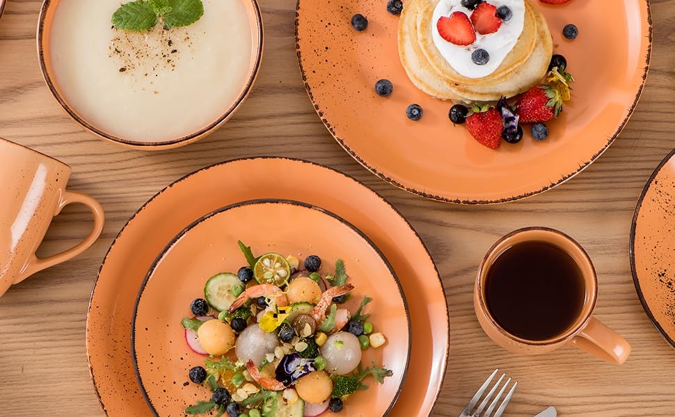 Набір посуду Vancasso Navia, 16 предметів, кераміка, для 4 осіб, помаранчевий