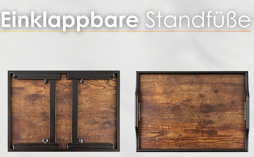 Складаний бамбуковий столик з регулюванням висоти для ліжка та дивана (22,5-32 см) – ноутбук, сніданок, стійка для ноутбука, сніданок, вінтажний колір, бамбук