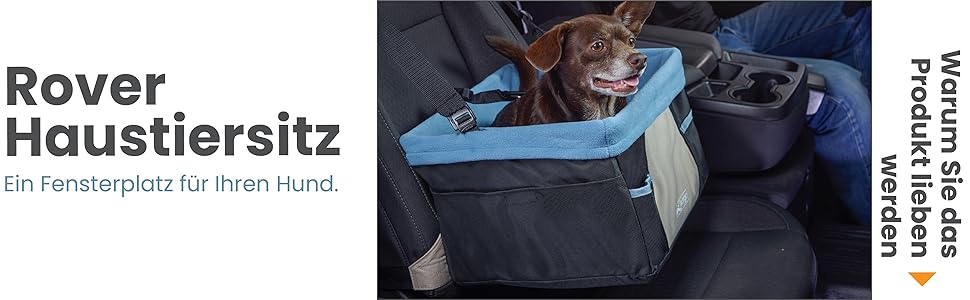 Автокрісло для собак Kurgo Rover, чорно-синій колір, до 9 кг, з автогуртком, проста установка