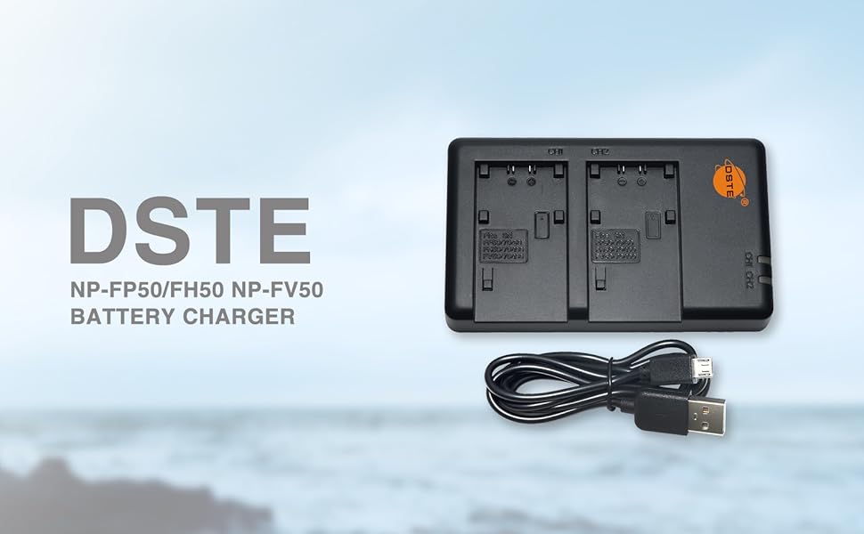 Подвійний зарядний пристрій DSTE NP-FH50 USB для Sony NP-FP50, NP-FH100, NP-FV50, NP-FV/FP/FH акумуляторів, Micro-USB
